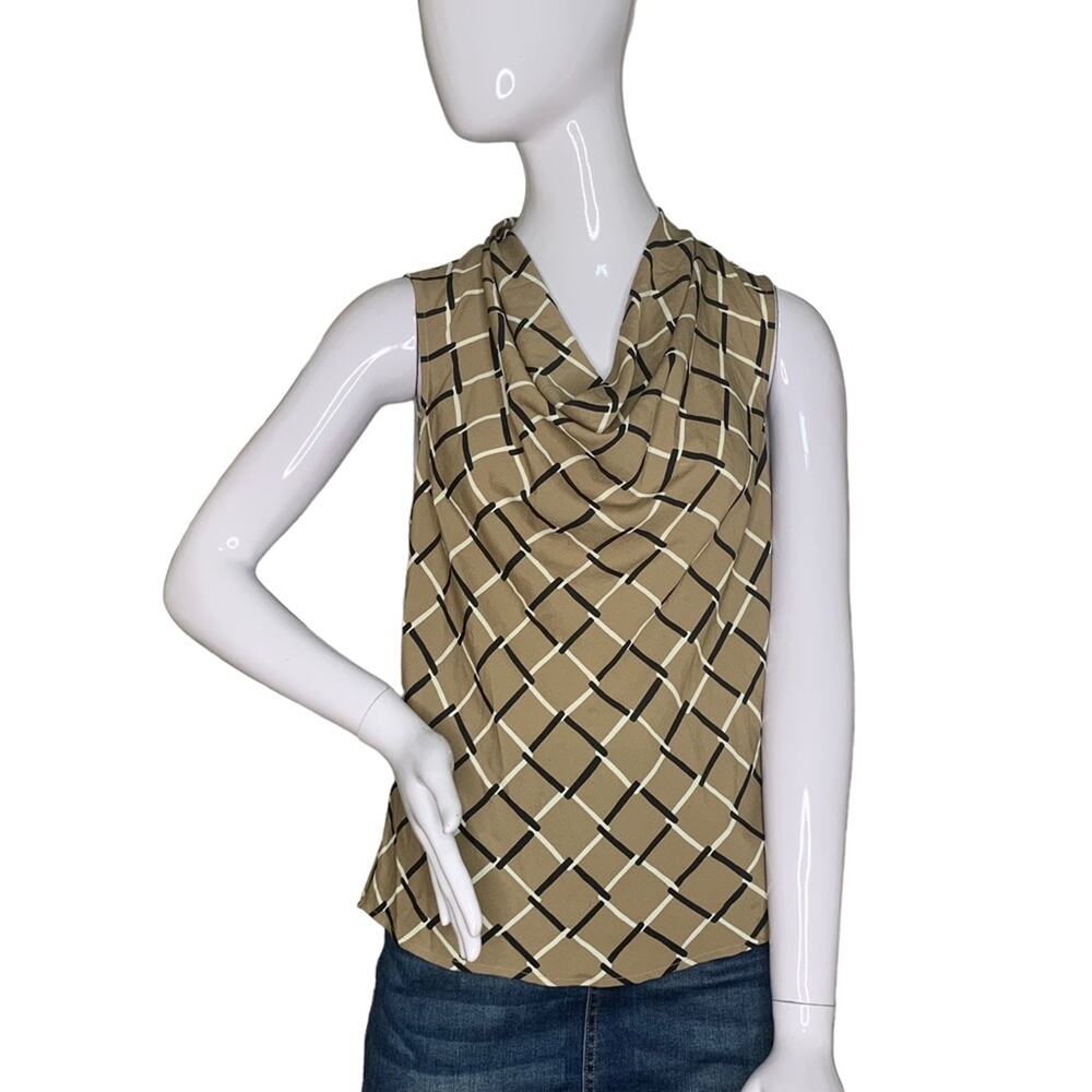 Gap Draped Neckline Blouse Sleeveless Pullover Size XS Geometric Print